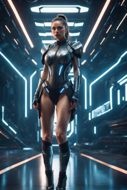 full body shot photo realistic incredibly super gorgeous model beautiful lady cyberpunk half dressed,good,appealing look gorgeous delicate athletic body, futuristic spacecraft hanger with superb appealing midriff shown, futuristic uplifting mood and motivation stunning intricate meticulously detailed science fiction them, dramatic digital illustration volumetric lighting, 250 megapixels 8K resolution, back-lit soft lights, photo-realistic arts, realistic photography