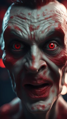 lipstick red faced demon from the movie "insidious", bokeh like f/0.8, tilt-shift lens 8k, high detail, smooth render, down-light, unreal engine, prize winning