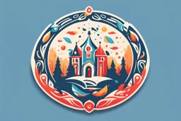 славянский стиль, сказочность, абстрактное, простые значок для школы Медногорья