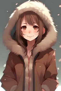 Fur jacket, anime girl, nappy