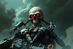 marvel's Death's Head, standing atop a pile for broken robots