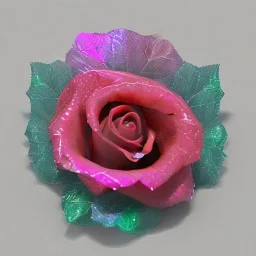 transparent multicolor crystal rose leaf