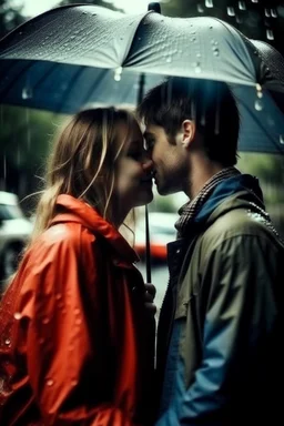 Rain, love couple