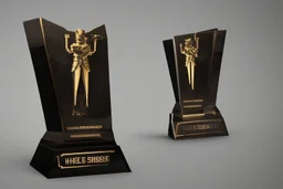 Trophy design creative like character 3d front silhoute