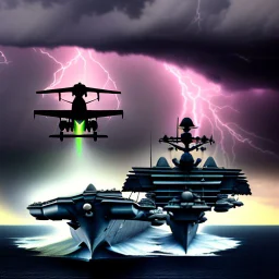 aircraft carrier in severe storm