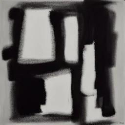 abstract artwork of black and white rectangles, oil on canvas, black and white, smudged charcoal, in the style of esteban vicente, in the style of mark rothko