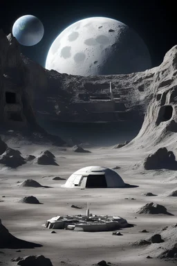 secret alien base on the moon with planet earth in the background