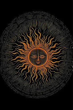 Black sun art with fire