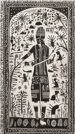 tom yorke in style of Warli painting