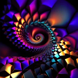 a mandelbulb 3d fractal made of metallic random color cubes a pertty artistc background