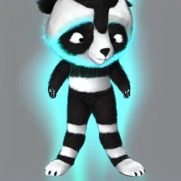 A male humanoid/furry panda with mint fur color that can use ice rainbow superpowers in digital style