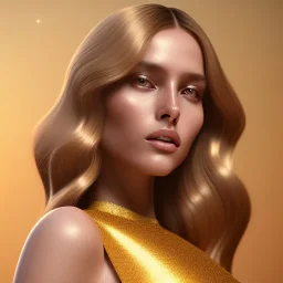 beautiful cosmic golden woman, long hair, nice smiling, magic glamour make up, delicate colors, beautiful glamour galactic golden dress, ultra sharp focus, 8k, unreal engine 5, extremely sharp detail, light effect, soft light atmosphere of a spaceship, smooth, full of details, face in front, complete vision of body