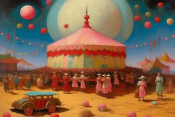 A tan mystical circus made out of candy painted by Birge Harrison