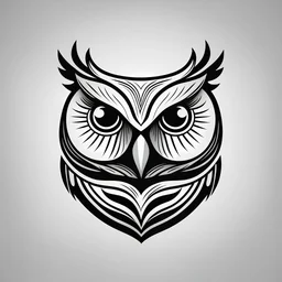 B&W Owl Logo, very simple curvy lines,