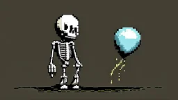 Banksy balloon skeleton 8bit