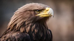 Eagle portrait, details, side lighting, blurred background