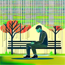 Processing of personal data The figure of a person sitting on a park bench, thinking about complex issues.