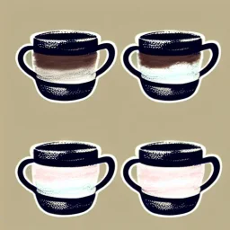 cartoon charcoal sketched little coffee mugs with smoke, pastel background, muted colors, seamless texture, trending on artstation, 4k