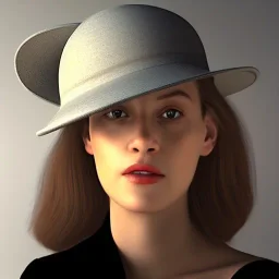 A young woman wearing a hat photorealistic