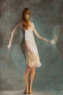 Full body portrait, painting, medium shot lady volumetric ice