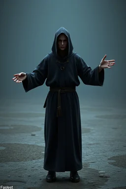 young russian monk for a horror , silent hill style, 3d model, t-pose, full length