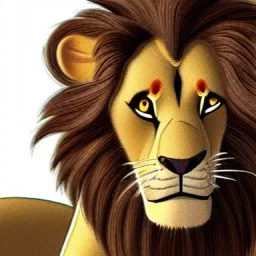 Lion King animation Honzo male dark brown lion wide green eyes