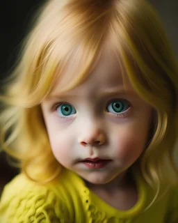 بنت صغيرة جميلة بشعر اصفر و عيون خضراء