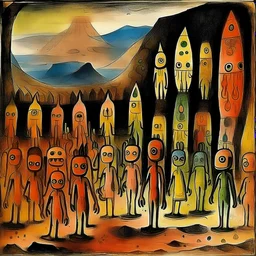 The lost souls pass through the monstrous entrance to hell by Paul klee