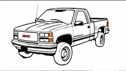 redraw this image of a 1991 GMC sierra 2500 with extended cab, line art with improved quality