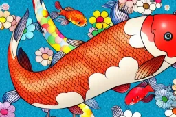 colorful koi carp collage illustration pattern, tiny, small, miniature, short, cute and adorable, digital painting, highly detailed, intricate, elegant, artstation, concept art, colorful, beautiful, studio ghibli, aoshima chiho, takashi murakami, manga, cute and adorable