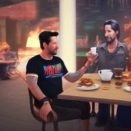 Me having coffee with Guy Fieri consoling Sad Keanu on the Food Network