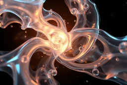 create A picture of 3d complex hypnotic fractal translucent 3D complex structures evolving and morphing, fluid geometry shifting between organic and geometric forms, iridescent glass material with internal glow and pretty bubbles inside,instances must have random translucent material smooth must capture comple struct , galaxy background, seamless motion, cinematic lighting, generative art style.