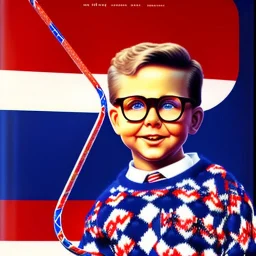 ralphie peter billingsley glasses, boy in argyle sweater holding a bar of (red soap)