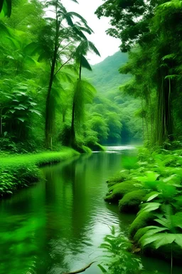 rainforest with river