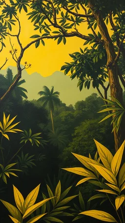 A dark yellow olive jungle painted by Henry-Robert Brésil
