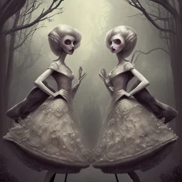 extrem tim burton style of evil stepsisters, sharp focus