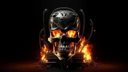 4K. REALISTIC FULL DETAILS. LOGO EMISSION DE RADIO HARDROCK FIRESTARTER TERMINATOR. FLAMMES EN FOND D IMAGE