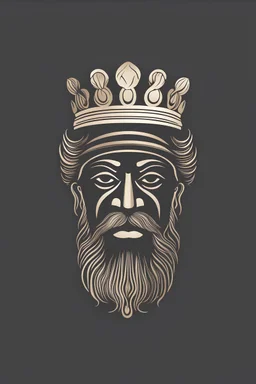 Crown logo With the face of an Achaemenid man (Vector and minimal style)