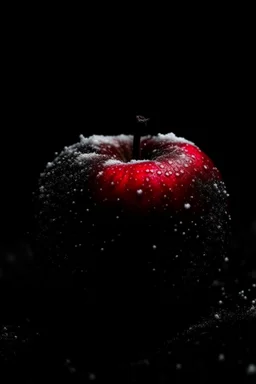 apple with snow and dark mood