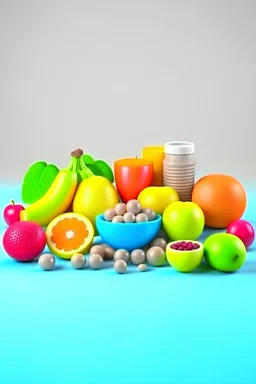 Health food for fitness concept. 3d render, photo
