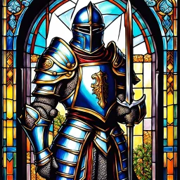 male knight with stained glass armor 90's tcg art fantasy