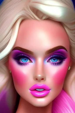 Barbie wears very beautiful makeup with a charming luminous face