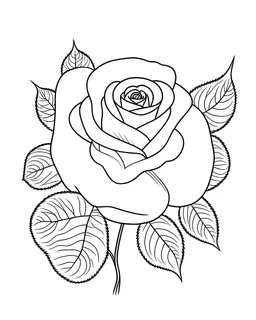 rose flower, full view, realistic face, coloring page, only draw lines, coloring book, clean line art, –no sketch, color, –ar 3:4, white background, minimalistic black lines, minimal black color, low level black colors, coloring page, avoid thick black colors, thin black line art, avoid colors, perfect shape, perfect clear lines,