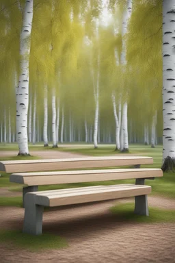березовая роща, зона отдыха, скамейки, парк, сказочность
