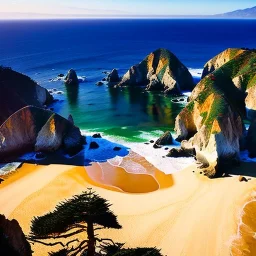 Big Sur, California,aerial view,extremely detailed digital painting, high resolution,8k, realistic, beautiful, volumetric lighting, mystical colors ,perfectly centered image, perfect composition, rim light, beautiful lighting,masterpiece, stunning scene, raytracing, anatomically correct, in the style Van Gogh and robert e howard and Ken Kelley and Ohrai Noriyoshi and Simon Bisley and tomzj1.