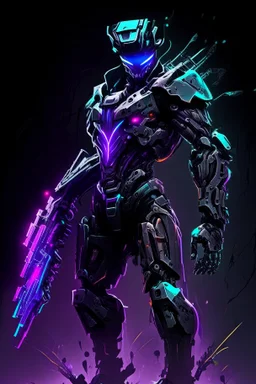 dark humanoid robot soldier artificer gladiator futuristic RGB assasin