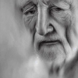 moody close up charcoal portrait of an old man, studio photography, delicate, highly detailed, chiaroscuro, beautiful composition, delicate arrangement, aesthetic, soft lighting, tender