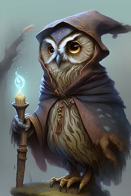 Northern Saw-whet Owlin Sorcerer from Dungeons and Dragons who is young, shy, and inexperienced.