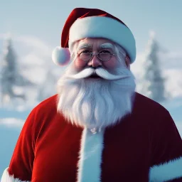 a portrait of a man as Santa clause with a snow, rendeers in background background highly detailed, --ar3:2--v4--q2