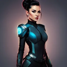 Rebecca from CYBERPUNK EDGERUNNERS in Star Trek prodigy style.